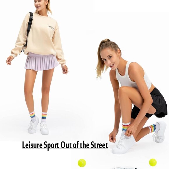 Womens Pleated Tennis Skirts with Shorts High Waisted Mini Skirt Golf Skort Athl - Picture 4 of 8